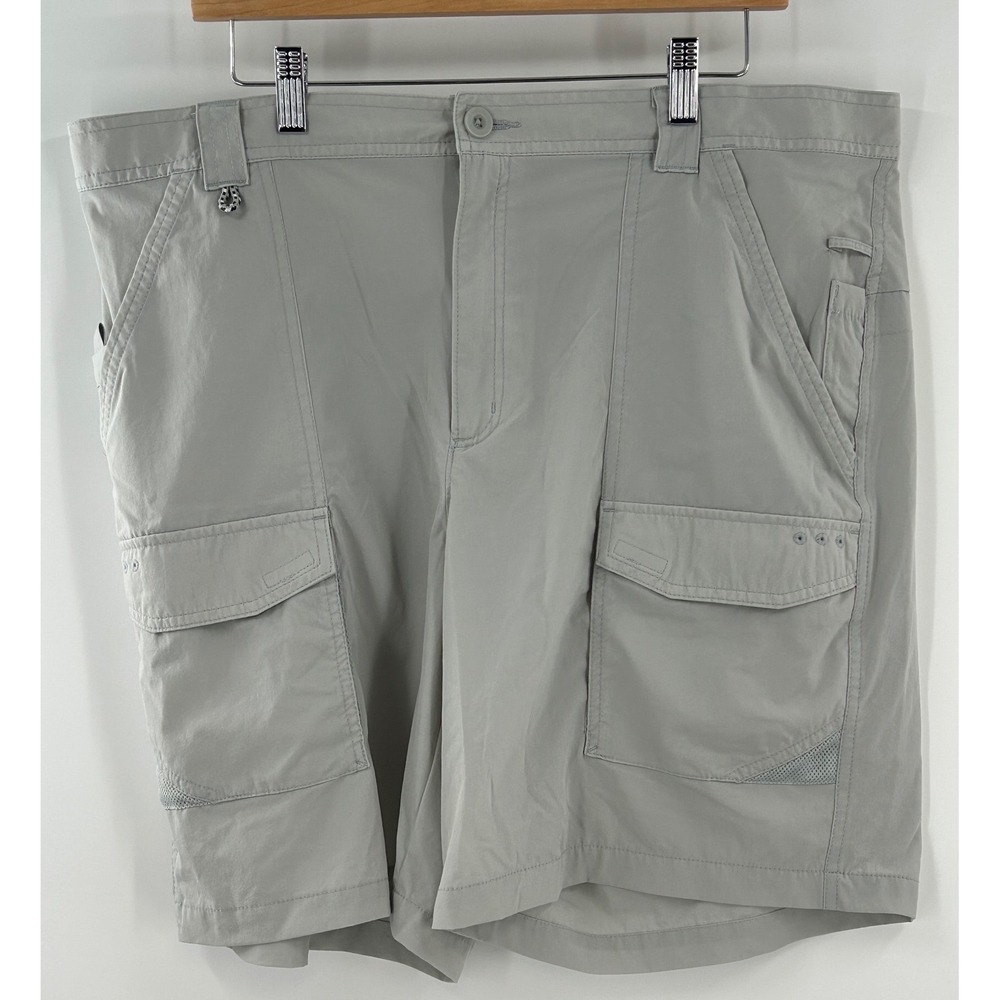 Columbia PFG Mens Gray Omni-Shade Performance Fishing Cargo Shorts XL 8L‎